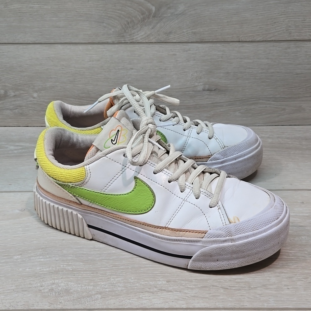 Nike Womens FD0872-100 Leather Platform sneakers shoes boots 8